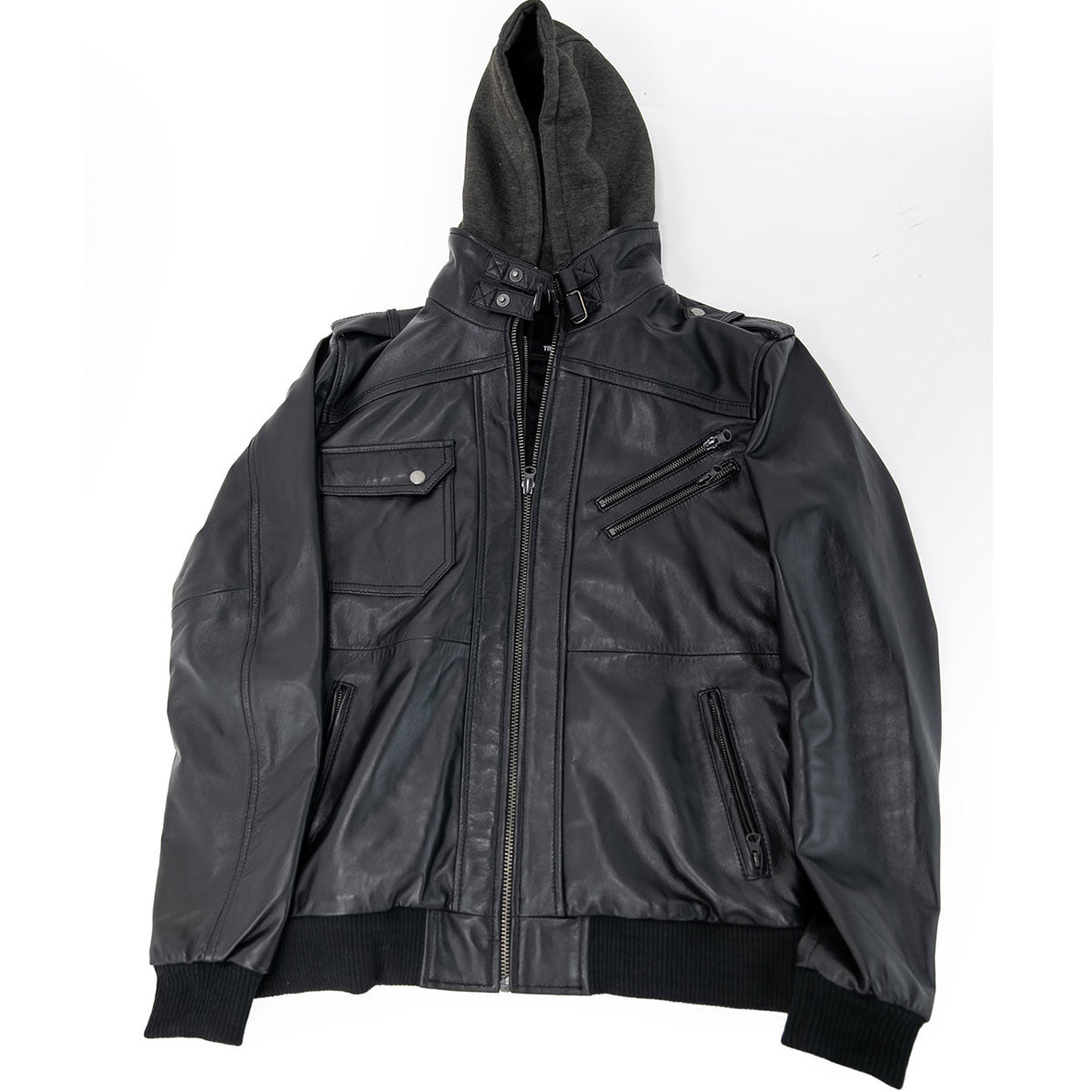  Bigardini Reversible Black Leather Jacket Men – Real Leather  Motorcycle Bomber Jacket with Hood (S) : Clothing, Shoes & Jewelry