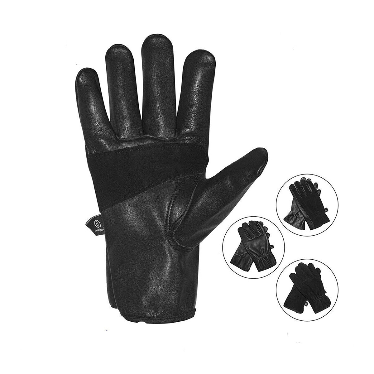 Leather Work Gloves Heavy Duty Top Grain Cowhide Suede Multipurpose Touchscreen