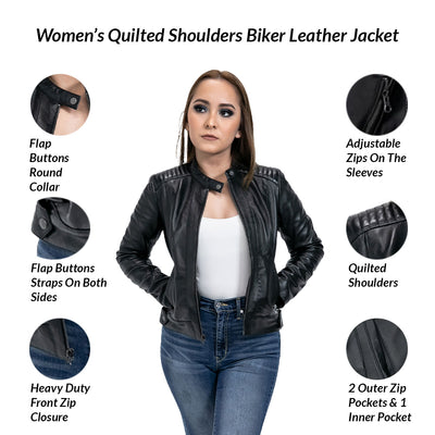 Quilted Racer Black Leather Jacket