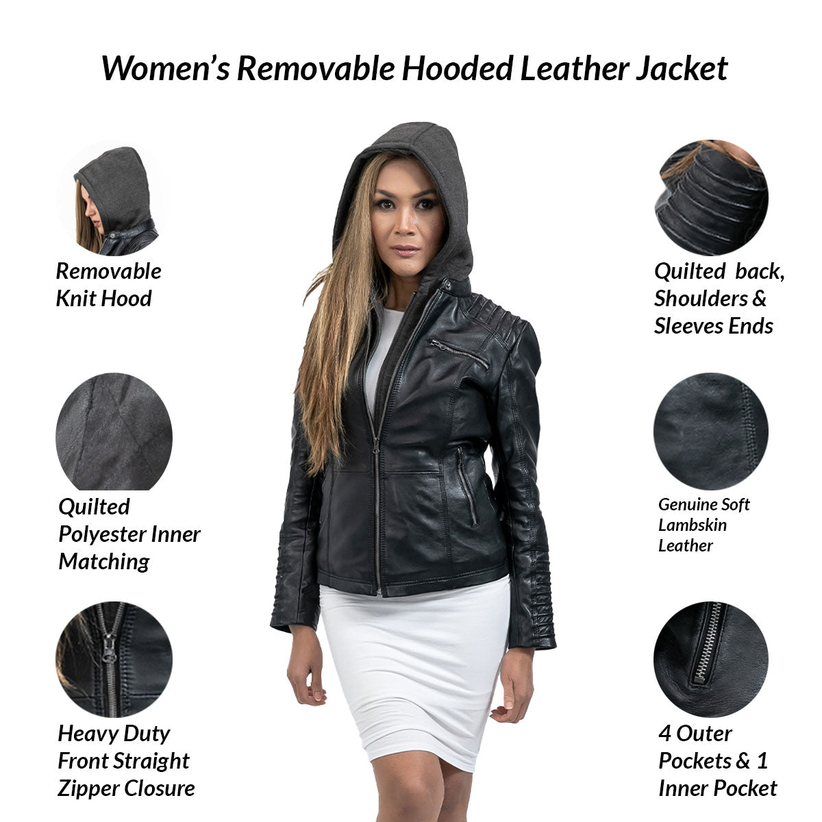 Made by Johnny Women's Faux Leather Jacket with Hoodie XXL COFFEE -  Walmart.com