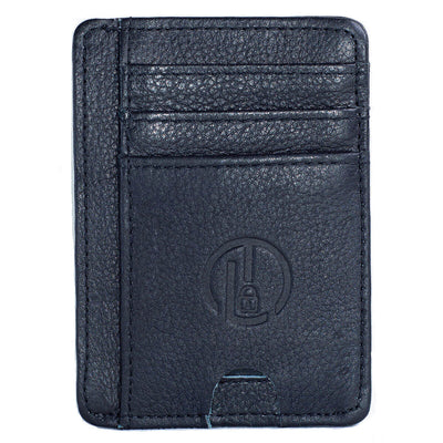 Black Leather Credit Card Holder RFID Blocking Featured